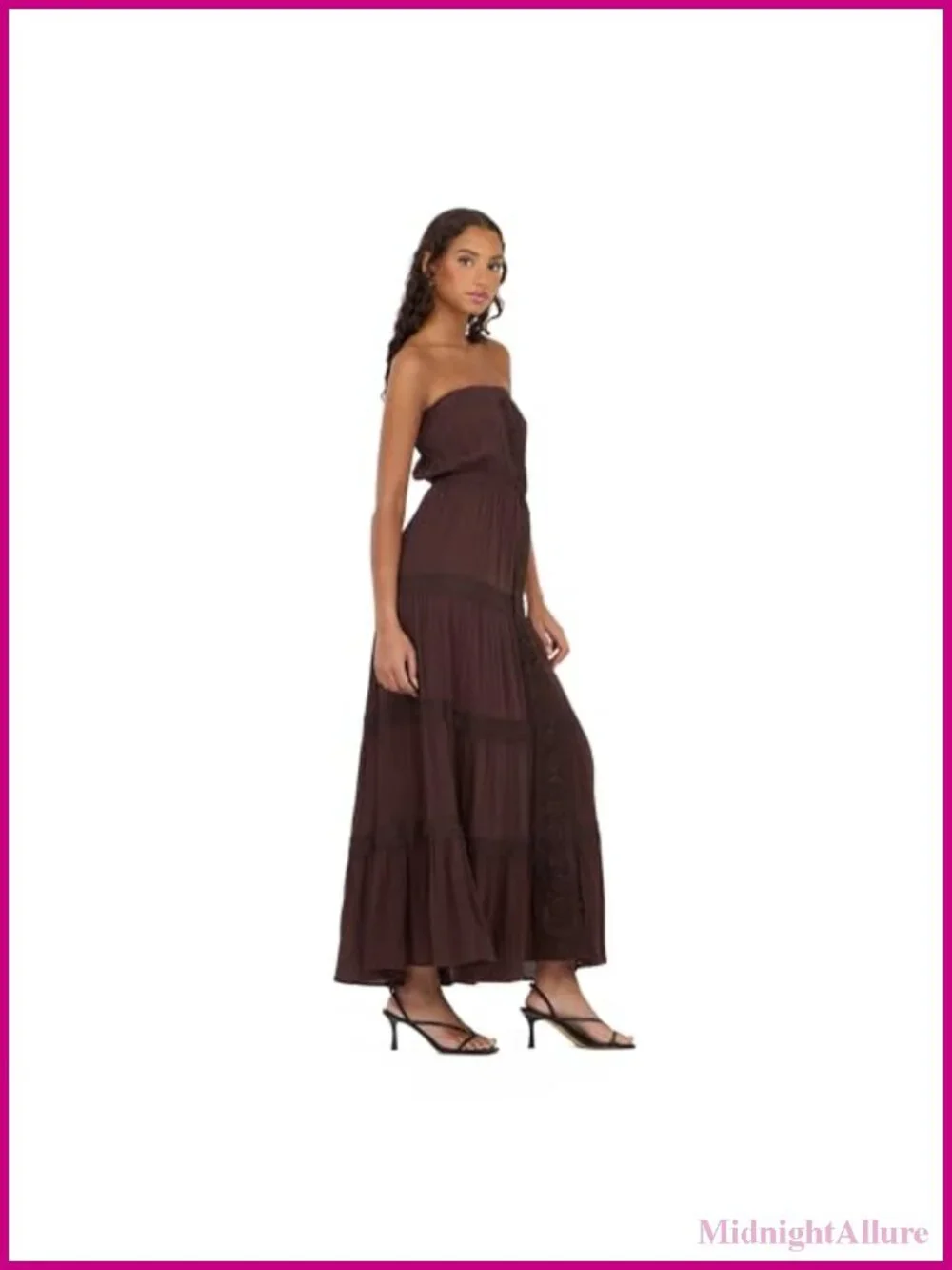 Tube Maxi Dress with Crochet Inserts Sheath Silhouette